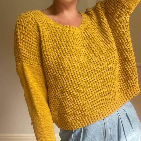 Cropped Mustard Color Sweater Old Navy - Picture 1 of 8